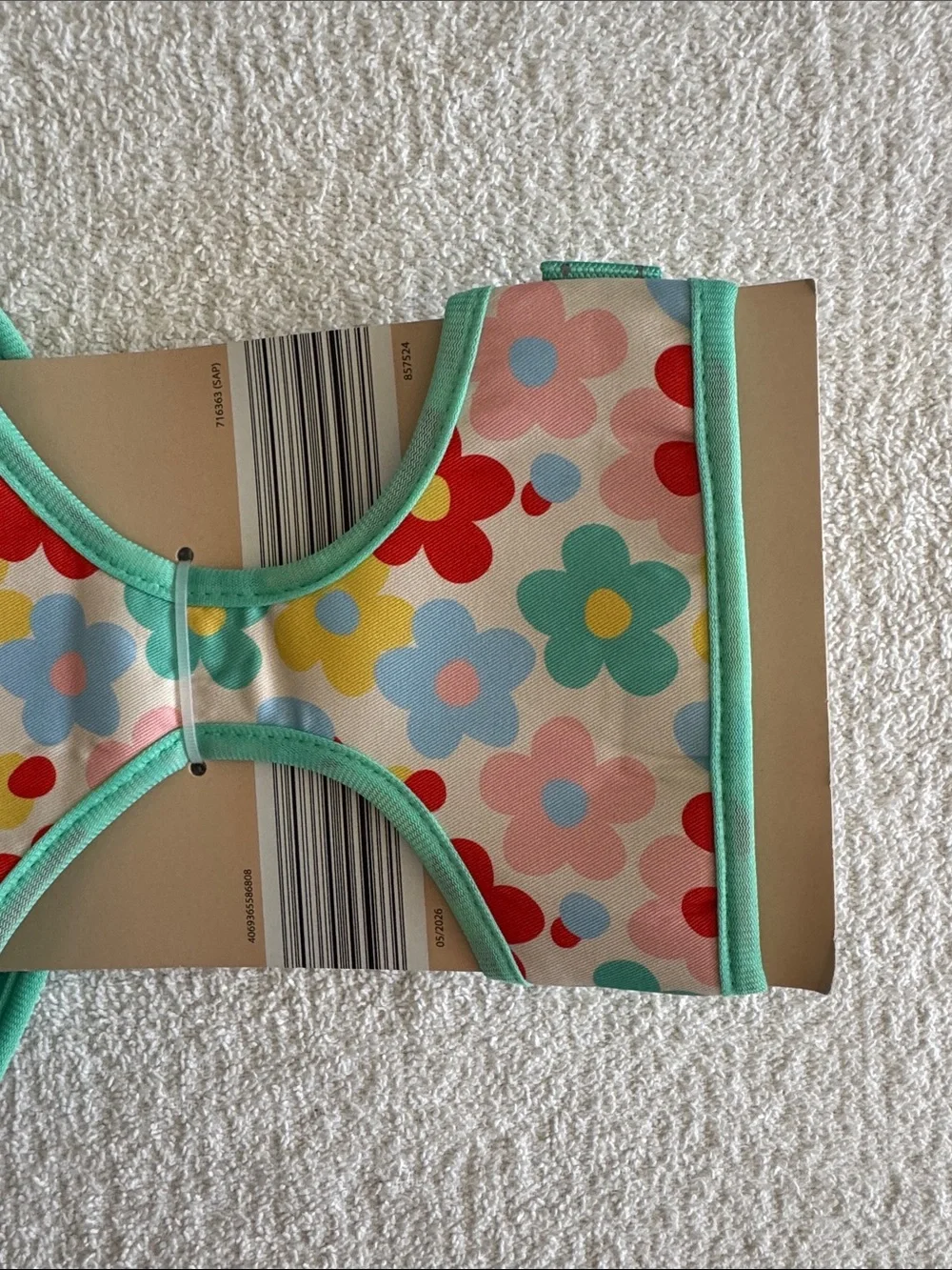 Heart To Tail Floral Dog Harness in Mint Trim - Large